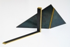 2. Objekt 1980 Stahl Blattgold 40cm x 15cm