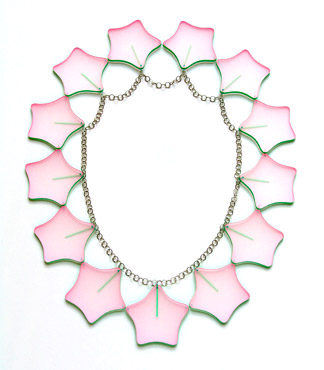 Necklace 'Hoya Camosa' acrylic sheet and silver 350x270x4mm 2007