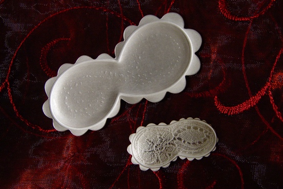 Brooches lace imprint silver